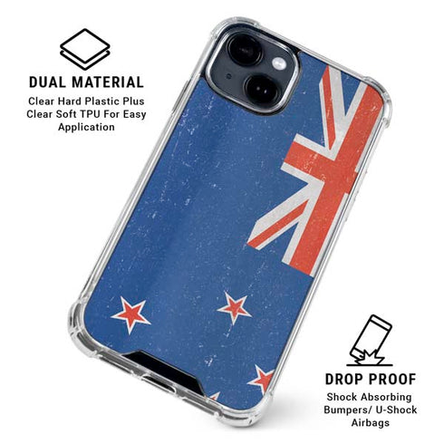 New Zealand Flag Distressed iPhone 15 Clear Case