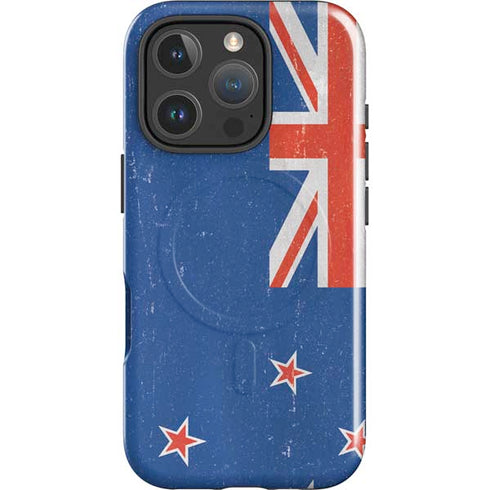 New Zealand Flag Distressed iPhone 16 Pro Magsafe Impact Case
