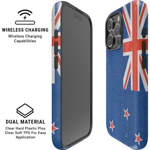 New Zealand Flag Distressed iPhone 16 Pro Magsafe Impact Case