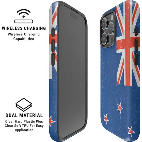 New Zealand Flag Distressed iPhone 16 Pro Max Magsafe Impact Case