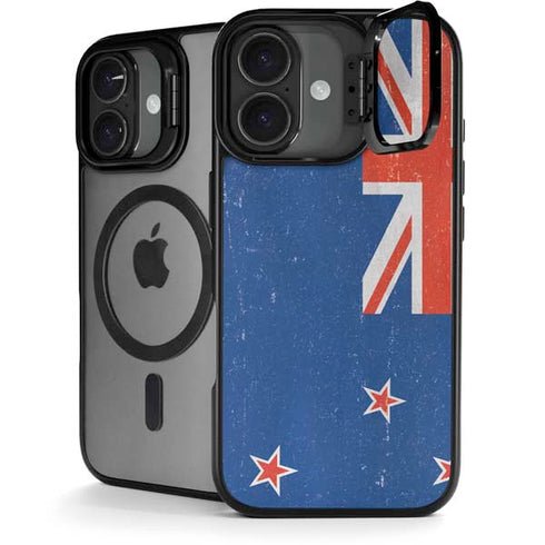 New Zealand Flag Distressed iPhone 17 Kickstand Case