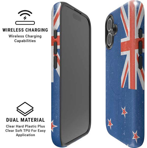 New Zealand Flag Distressed iPhone 17 Magsafe Impact Case