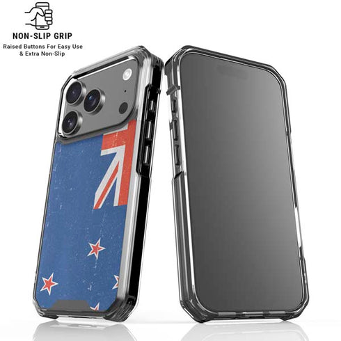 New Zealand Flag Distressed iPhone 17 Pro Clear Case