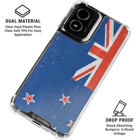 New Zealand Flag Distressed Moto G Power 5G (2024) Clear Case