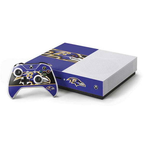 NFL Baltimore Ravens Zone Block Xbox One S Console and Controller Bundle Skin