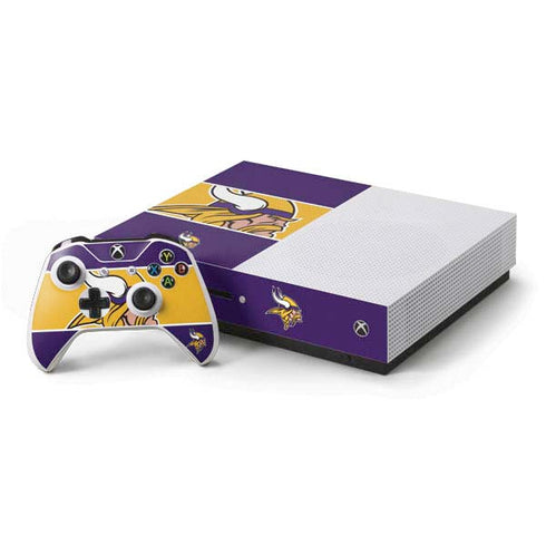 NFL Minnesota Vikings Zone Block Xbox One S Console and Controller Bundle Skin