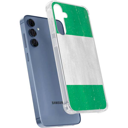 Nigeria Flag Distressed Galaxy A55 5G Clear Case