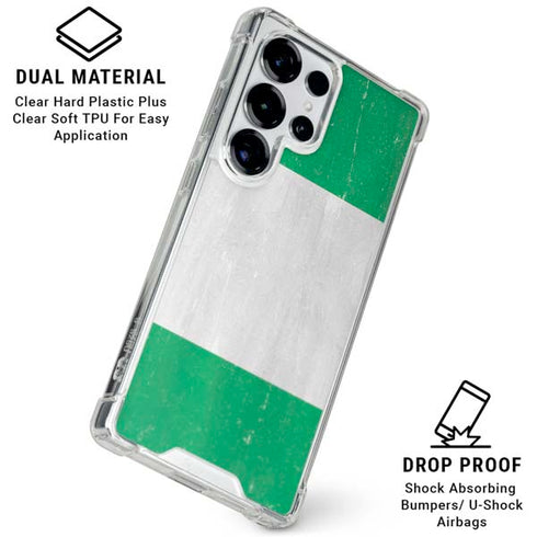 Nigeria Flag Distressed Galaxy S26 Ultra Clear Case