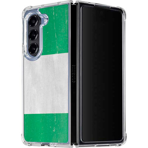 Nigeria Flag Distressed Galaxy Z Fold5 5G Clear Case