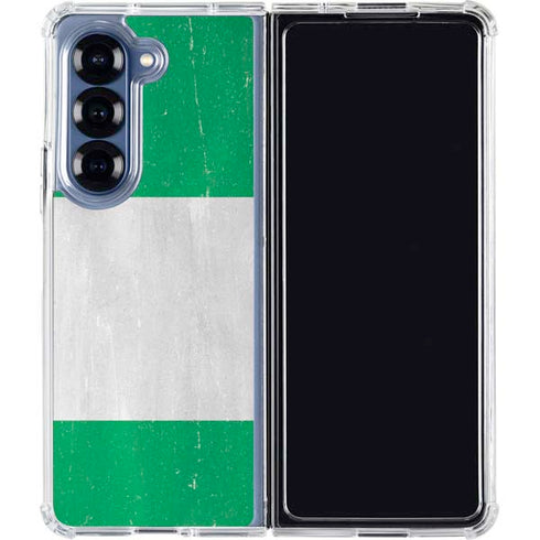 Nigeria Flag Distressed Galaxy Z Fold6 Clear Case