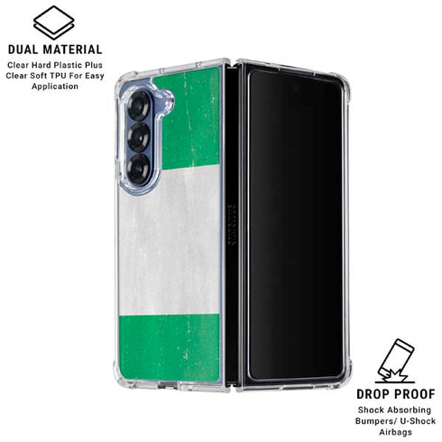 Nigeria Flag Distressed Galaxy Z Fold6 Clear Case