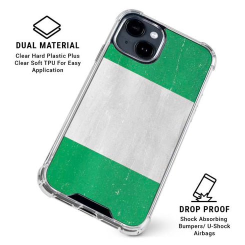 Nigeria Flag Distressed iPhone 15 Clear Case