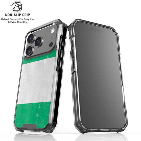 Nigeria Flag Distressed iPhone 18 Pro Clear Case