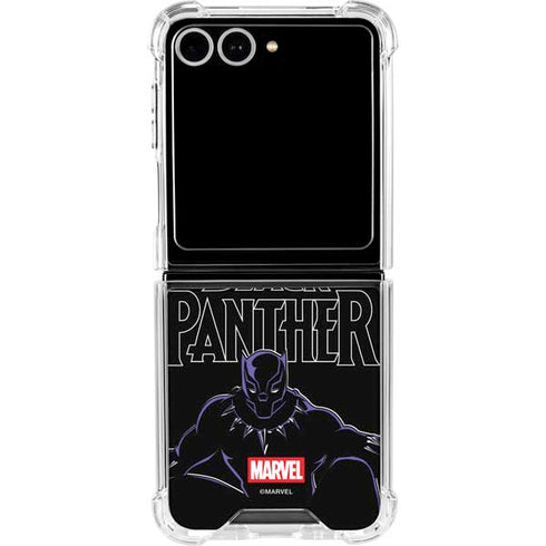 Marvel Black Panther Night Time Watch Galaxy Z Flip7 Clear Case