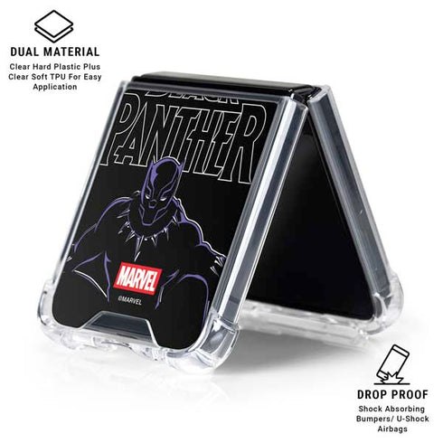 Marvel Black Panther Night Time Watch Galaxy Z Flip7 Clear Case
