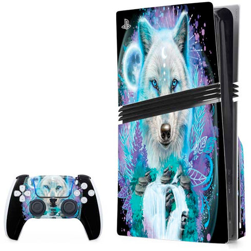 Night Wolf by Sheena Pike PS5 Pro Disk Bundle Skin