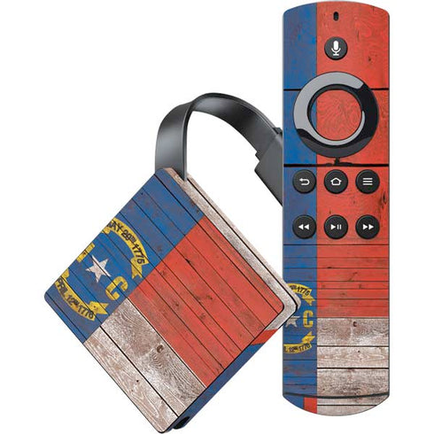 North Carolina Flag Dark Wood Amazon Fire TV Skin