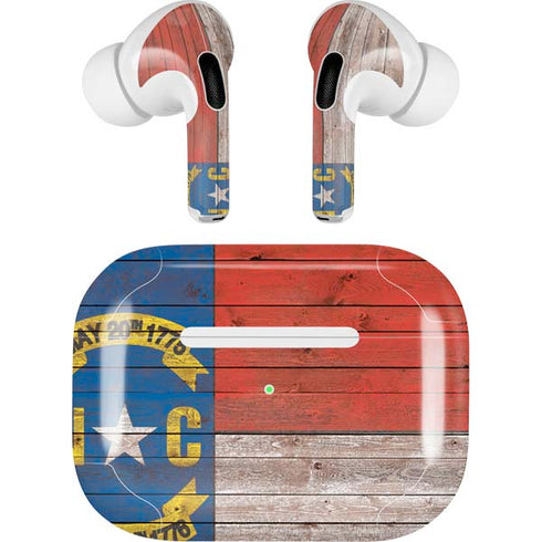 North Carolina Flag Dark Wood AirPods Skins