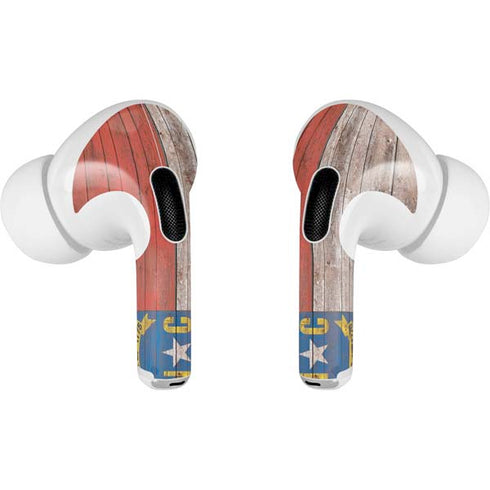 North Carolina Flag Dark Wood AirPods Skins