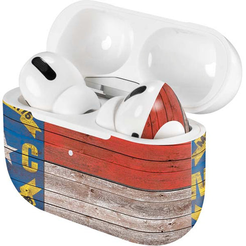 North Carolina Flag Dark Wood AirPods Skins