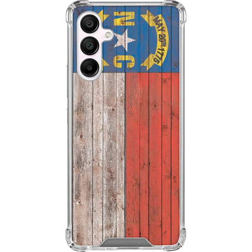 North Carolina Flag Dark Wood Galaxy A16 5G Clear Case