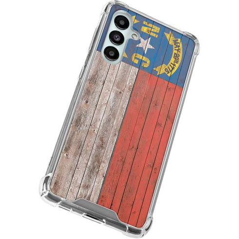 North Carolina Flag Dark Wood Galaxy A16 5G Clear Case