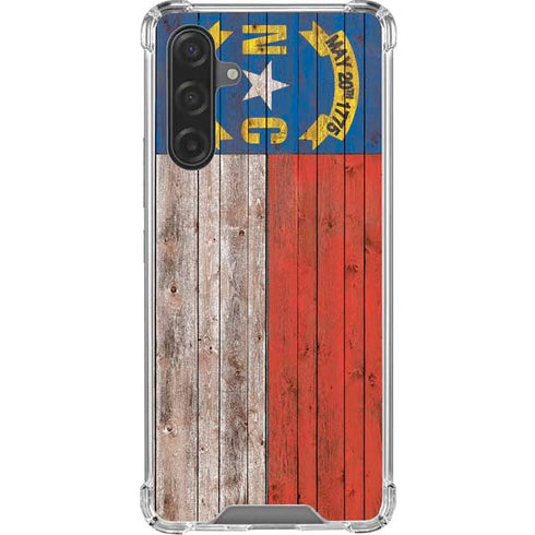 North Carolina Flag Dark Wood Galaxy A17 Clear Case