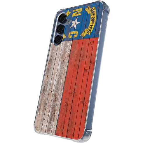 North Carolina Flag Dark Wood Galaxy A35 5G Clear Case