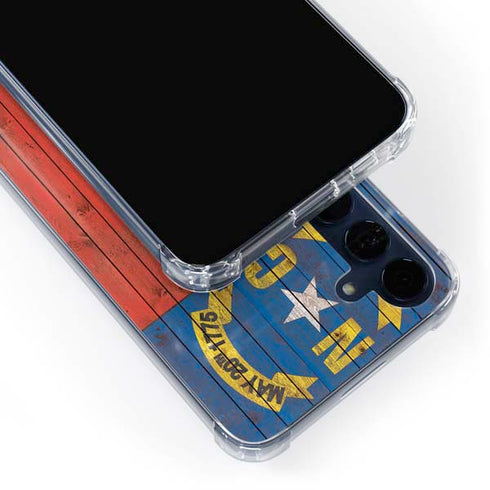 North Carolina Flag Dark Wood Galaxy A35 5G Clear Case