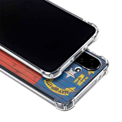 North Carolina Flag Dark Wood Galaxy A36 5G Clear Case