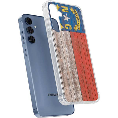 North Carolina Flag Dark Wood Galaxy A55 5G Clear Case