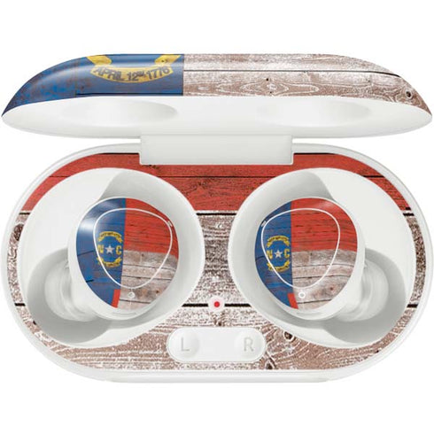 North Carolina Flag Dark Wood Galaxy Buds Plus Skin