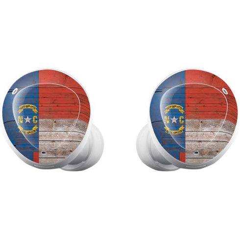 North Carolina Flag Dark Wood Galaxy Buds Plus Skin