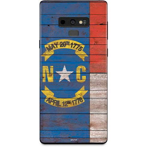 North Carolina Flag Dark Wood Galaxy Note 9 Skin