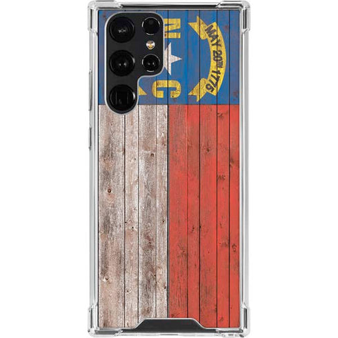 North Carolina Flag Dark Wood Galaxy S23 Ultra Clear Case