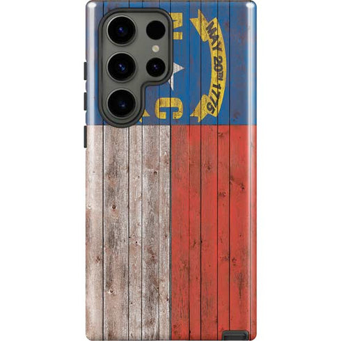 North Carolina Flag Dark Wood Galaxy S23 Ultra Pro Case