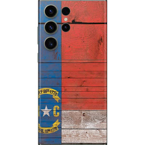 North Carolina Flag Dark Wood Galaxy Skins