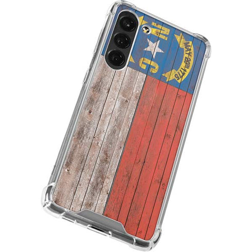 North Carolina Flag Dark Wood Galaxy S24 FE Clear Case