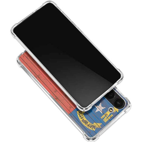 North Carolina Flag Dark Wood Galaxy S24 FE Clear Case