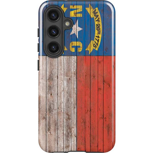 North Carolina Flag Dark Wood Galaxy S25 Impact Case