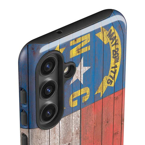 North Carolina Flag Dark Wood Galaxy S25 Impact Case