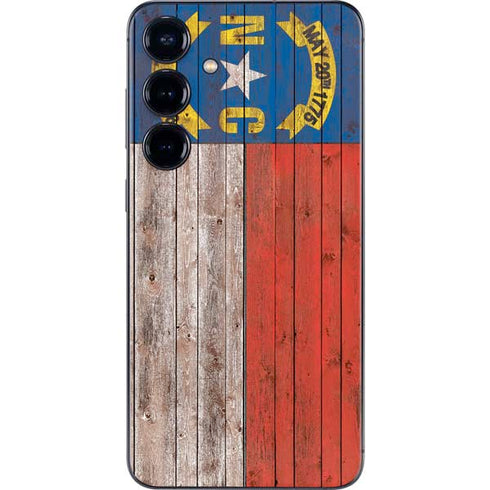 North Carolina Flag Dark Wood Galaxy S25 Plus Skin