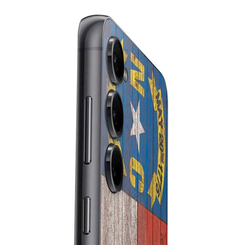 North Carolina Flag Dark Wood Galaxy S25 Plus Skin