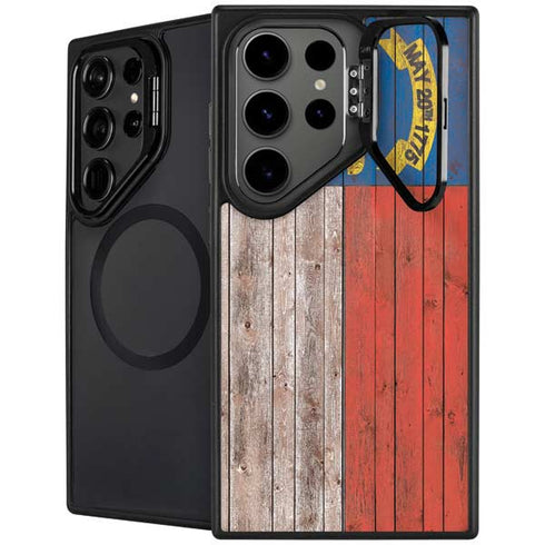 North Carolina Flag Dark Wood Galaxy S25 Ultra Kickstand Case