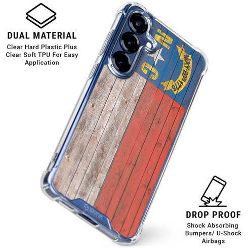 North Carolina Flag Dark Wood Galaxy S25 Clear Case