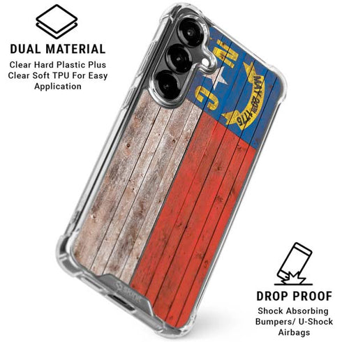 North Carolina Flag Dark Wood Galaxy S26 Clear Case