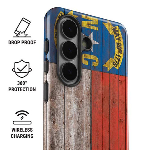 North Carolina Flag Dark Wood Galaxy S26 Impact Case
