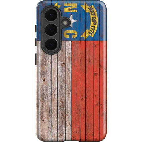 North Carolina Flag Dark Wood Galaxy S26 Plus Impact Case