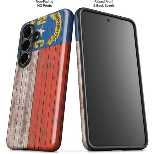 North Carolina Flag Dark Wood Galaxy S26 Plus Impact Case