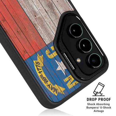 North Carolina Flag Dark Wood Galaxy S26 Plus Kickstand Case
